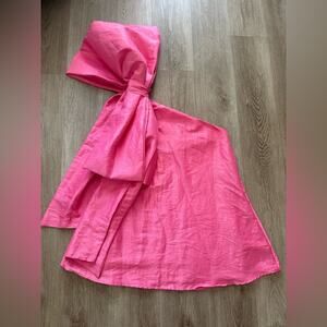 Helen O' Connor Pink Celestial oversized bow one shoulder mini dress size small